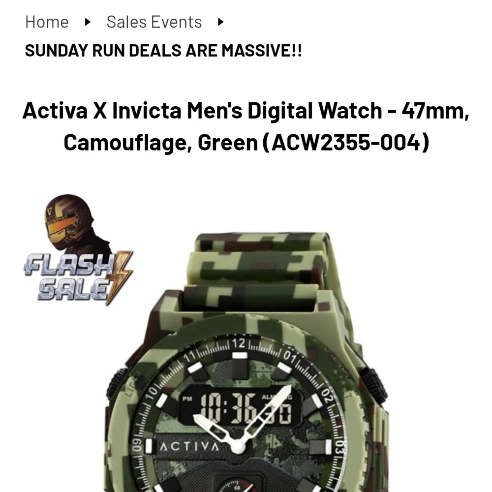 Ativa X Invicta Mens Camouflage Green Digital Watch. NIB - Picture 6 of 7